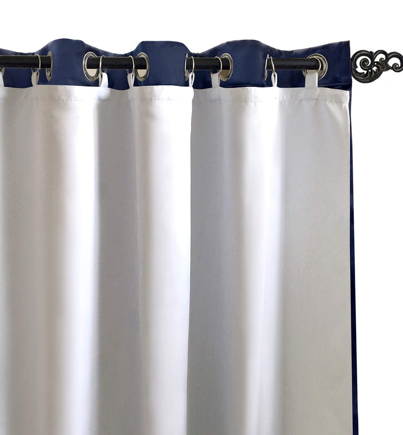 DriftAway Thermal Insulated 100 Percent Darkening Blackout Curtain Liner 2 Panels Each Liner Size 50 Inch by 80 Inch Rings Included Off White Panel - Image 1
